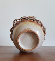 Bertoncello Ceramiche Ceramic 1970s Italian Bertoncello Mid Mod Screziato Havana Tan Glaze Woven Decor Ceramic Planter