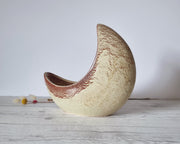 Bertoncello Ceramiche Ceramic Bertoncello, Screziato Havana Cream and Sienna Glaze, Modernist Crescent Moon Planter Vase, 60s-80s