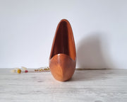 Bertoncello Ceramiche Ceramic Bertoncello, Screziato Tabacco Tan Glaze, Modernist Crescent Moon Sculptural Planter Vase, 60s-80s