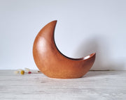 Bertoncello Ceramiche Ceramic Bertoncello, Screziato Tabacco Tan Glaze, Modernist Crescent Moon Sculptural Planter Vase, 60s-80s