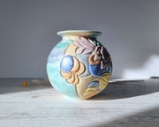 Beswick Pottery Ceramic Beswick Pottery, Art Deco Satin-Matt Sherbet Palette Glaze Carved Globe Vase, British, 1930-40s