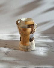 Beswick Pottery Ceramic Beswick Pottery, Modernist Asymmetric Handled Chimney Vase, Geometric Glaze Décor, British