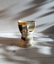 Beswick Pottery Ceramic Beswick Pottery, Modernist Asymmetric Handled Chimney Vase, Geometric Glaze Décor, British