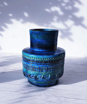 Bitossi Ceramiche Ceramic 1950s Bitossi by Aldo Londi, Rimini Blu Series, Persiano Blue Glaze Ceramic Vase | Italian