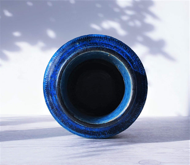 Bitossi Ceramiche Ceramic 1950s Bitossi by Aldo Londi, Rimini Blu Series, Persiano Blue Glaze Ceramic Vase | Italian