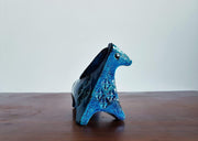 Bitossi Ceramiche Ceramic 1960s Italian Bitossi Persiano Blue Glaze, Modernist Rimini Blu Series Horse Sculpture by Aldo Londi