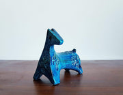 Bitossi Ceramiche Ceramic 1960s Italian Bitossi Persiano Blue Glaze, Modernist Rimini Blu Series Horse Sculpture by Aldo Londi