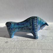 Bitossi Ceramiche Ceramic Aldo Londi for Bitossi Ceramiche Rimini Blu Series, Modernist Bull Sculpture, 1960s Italian