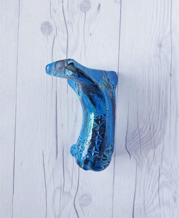 AnyesAttic Ceramic Bitossi, Rimini Blu Series by Aldo Londi, Modernist Horse Sculpture in Persiano Blue Glaze