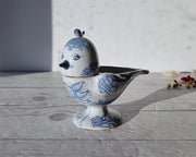 Illums Bolighus Porcelain Bjorn Wiinblad, 1957 Blue and White Songbird Condiment Cruet, Signed, V. Early, Rare, Danish