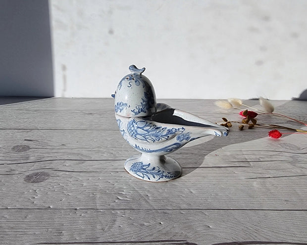 Illums Bolighus Porcelain Bjorn Wiinblad, 1957 Blue and White Songbird Condiment Cruet, Signed, V. Early, Rare, Danish