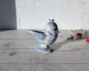 Illums Bolighus Porcelain Bjorn Wiinblad, 1957 Blue and White Songbird Condiment Cruet, Signed, V. Early, Rare, Danish