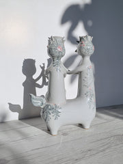 Bjorn Wiinblad, 1959 Centaur and Dryad Candleholder Sculpture, Signed and Monogrammed, V Early, Rare ceramic sculpture Bjorn Wiinblad 