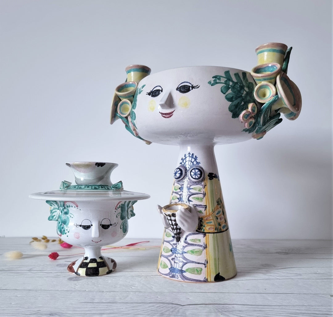 ヘレンド インドの華 希少ボール Bjorn Wiinblad 1982, Eva Series, Hand-Painted Elevated Bowl