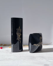 Rosenthal Porcelain Bjorn Wiinblad for Rosenthal, Duo of Samuramat Series, Porcelain Noire Gold Gilding Vases, 1970s