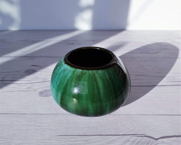 AnyesAttic Ceramic Blue Mountain Pottery 3 Piece Set in 'Boreal Forest' Green and Black Glaze Dripware, 1970s, Canadian