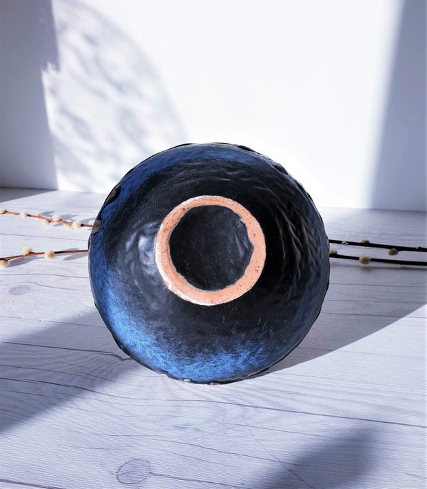 AnyesAttic Ceramic Carstens Tonnieshof, Mid Century Modern '200' UFO Vase in Blue and Cappuccino Fat Lava | 60s – 70s