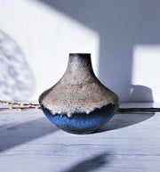 AnyesAttic Ceramic Carstens Tonnieshof, Mid Century Modern '200' UFO Vase in Blue and Cappuccino Fat Lava | 60s – 70s