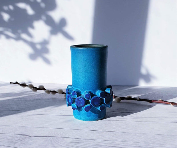 Ceremano Ceramic Hans Welling 'Ceralux' for Ceramano, Crystals in Raised Relief Ceramic Vase | 1960s - 70s, Rare