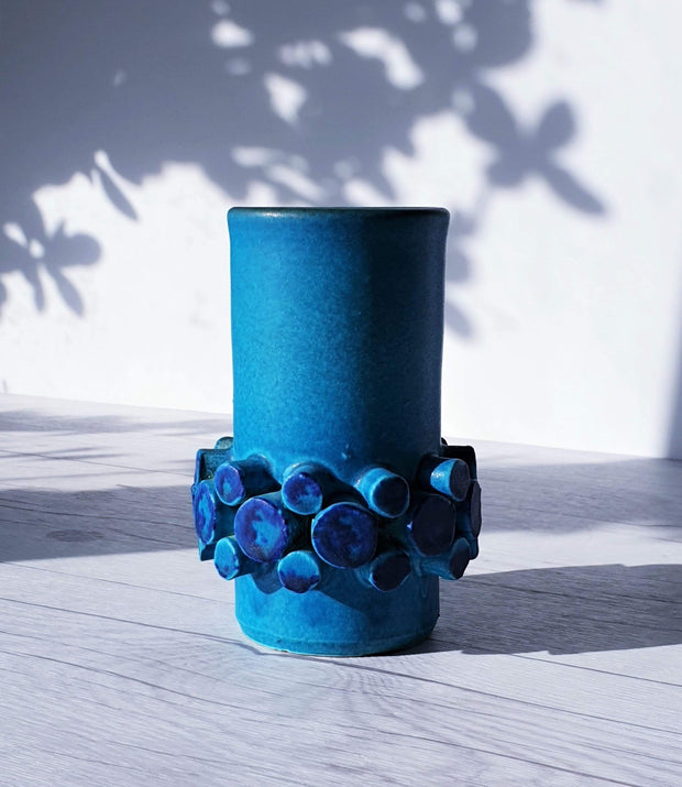 Ceremano Ceramic Hans Welling 'Ceralux' for Ceramano, Crystals in Raised Relief Ceramic Vase | 1960s - 70s, Rare