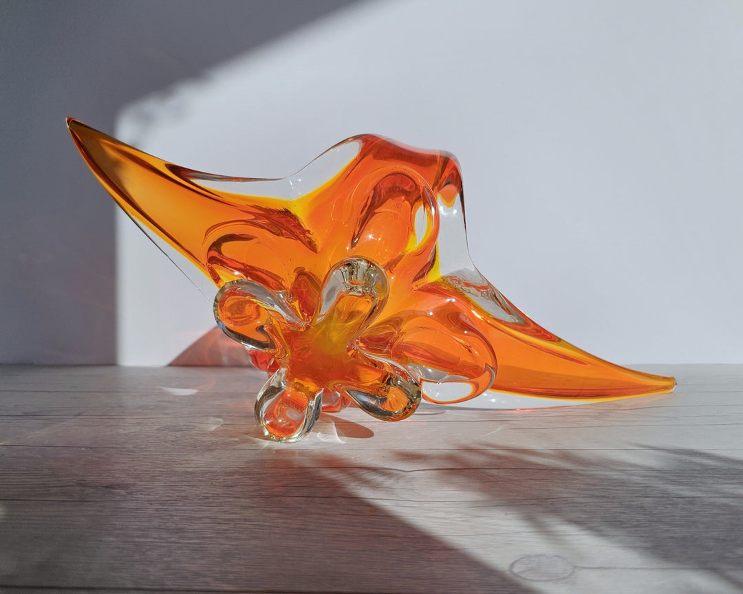 Chalet Glassworks Handblown Tangelo Splash Statement Centrepiece