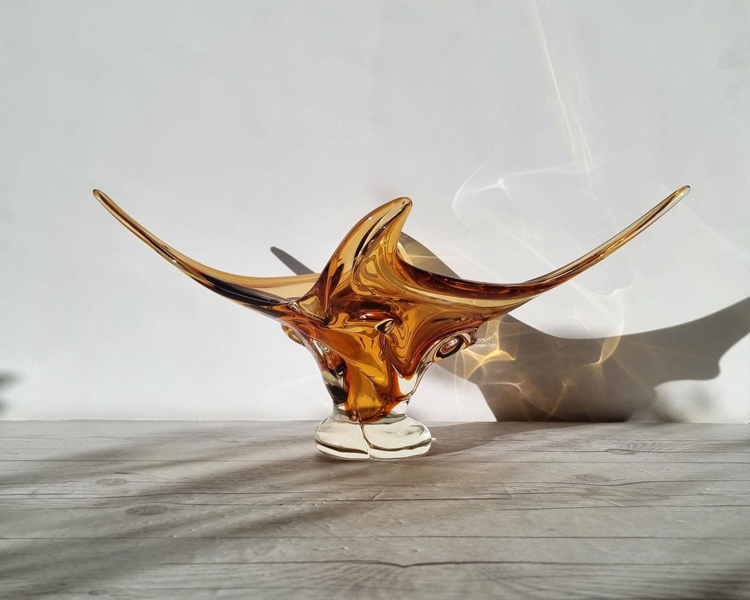 Chalet Glassworks att. Handblown Honey Splash Twist Centrepiece