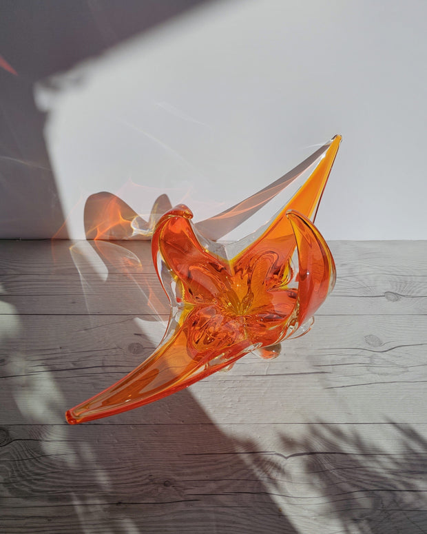 Chalet Glass Chalet Glassworks Handblown Tangelo Splash Statement Centrepiece Art Glass Dish, Canadian, 1960-70s