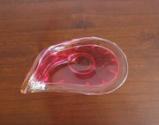 Flygsfors Glas Glass Collectors: 1954 Swedish Flygsfors Coquille Shell Series by Paul Kedelv Pink Art Glass Dish - Signed