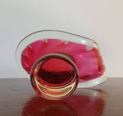 Flygsfors Glas Glass Collectors: 1954 Swedish Flygsfors Coquille Shell Series by Paul Kedelv Pink Art Glass Dish - Signed