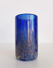 IoW Glass Glass Collectors: 1970s British IoW (Isle of Wight) Michael Harris Azurene Series Blue Cylinder Glass Vase