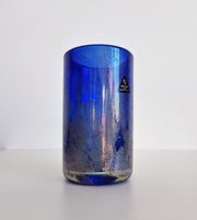 IoW Glass Glass Collectors: 1970s British IoW (Isle of Wight) Michael Harris Azurene Series Blue Cylinder Glass Vase