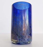 IoW Glass Glass Collectors: 1970s British IoW (Isle of Wight) Michael Harris Azurene Series Blue Cylinder Glass Vase