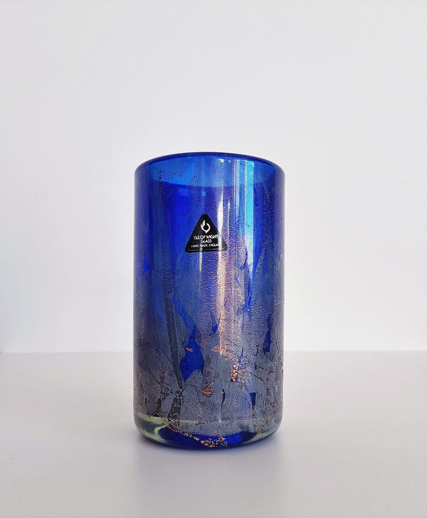 IoW Glass Glass Collectors: 1970s British IoW (Isle of Wight) Michael Harris Azurene Series Blue Cylinder Glass Vase