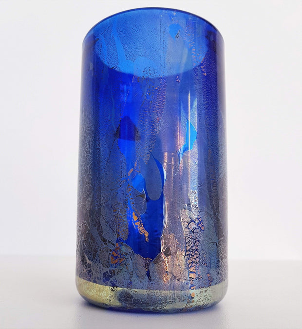 IoW Glass Glass Collectors: 1970s British IoW (Isle of Wight) Michael Harris Azurene Series Blue Cylinder Glass Vase