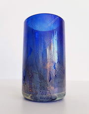 IoW Glass Glass Collectors: 1970s British IoW (Isle of Wight) Michael Harris Azurene Series Blue Cylinder Glass Vase