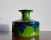 Hutschenreuther Ceramic Collectors: 1970s West German Hutschenreuther by Renee Neue, Green, Blue and Yellow Pop Art Vase