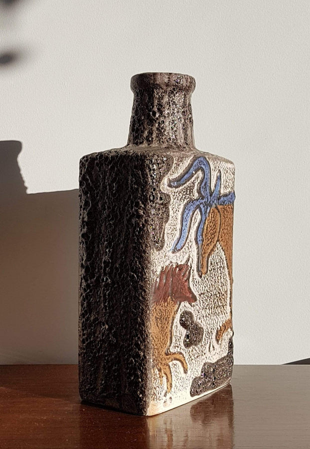 Scheurich Keramik Ceramic Collectors: 1970s West German Scheurich Limited Edition Montignac Series, Cave Drawing Decor Vase