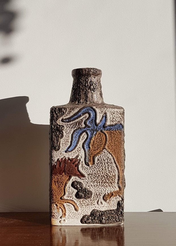 Scheurich Keramik Ceramic Collectors: 1970s West German Scheurich Limited Edition Montignac Series, Cave Drawing Decor Vase