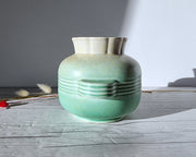 Crown Devon Ceramic Crown Devon Art Deco 'Odeon' Powdered Verdigris and Cream Palette Vase, British, 1930s