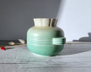 Crown Devon Ceramic Crown Devon Art Deco 'Odeon' Powdered Verdigris and Cream Palette Vase, British, 1930s