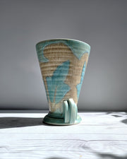 Crown Devon Ceramic Crown Devon, Art Deco, Powdered Verdigris and Latte Palette, Tapered Vase, 1930s