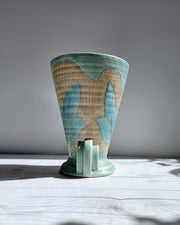 Crown Devon Ceramic Crown Devon, Art Deco, Powdered Verdigris and Latte Palette, Tapered Vase, 1930s