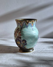 Crown Devon Ceramic Crown Devon, Mattajade Fairyland series by Enoch Boulton, Art Deco Powdered Teal Vase, 1930s