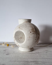 Duif Keramiek Ceramic Duif Keramiek Sculptural Globe, Statement Jug Vase in Nutmeg Speckled Stoneware Cream Glaze, 1970s