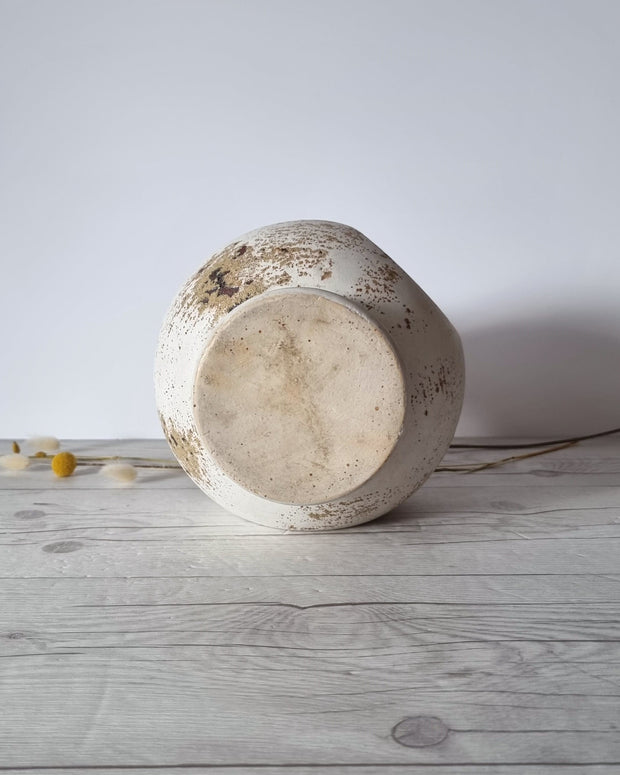 Duif Keramiek Ceramic Duif Keramiek Sculptural Globe, Statement Jug Vase in Nutmeg Speckled Stoneware Cream Glaze, 1970s