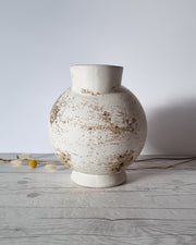 Duif Keramiek Ceramic Duif Keramiek Sculptural Globe, Statement Jug Vase in Nutmeg Speckled Stoneware Cream Glaze, 1970s