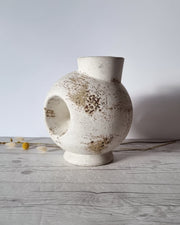 Duif Keramiek Ceramic Duif Keramiek Sculptural Globe, Statement Jug Vase in Nutmeg Speckled Stoneware Cream Glaze, 1970s