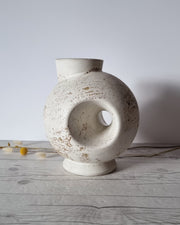 Duif Keramiek Ceramic Duif Keramiek Sculptural Globe, Statement Jug Vase in Nutmeg Speckled Stoneware Cream Glaze, 1970s