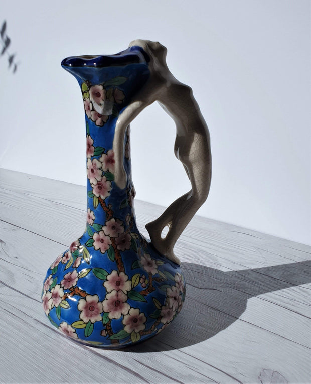 AnyesAttic Ceramic Emaux de Louvière Bleus de Louvière Series, Art Deco Apple Blossom Vase | Belgian, Vintage