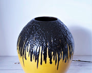 AnyesAttic Ceramic Emons & Sohne | ES Keramik Black Fat Lava and Yellow Ceramic Statement Floor Vase | 1960s-70s